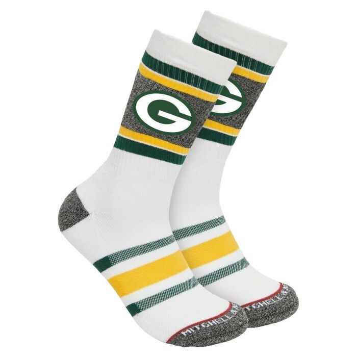 Green Bay Packers Retro White Mitchell and Ness Interception Socks
