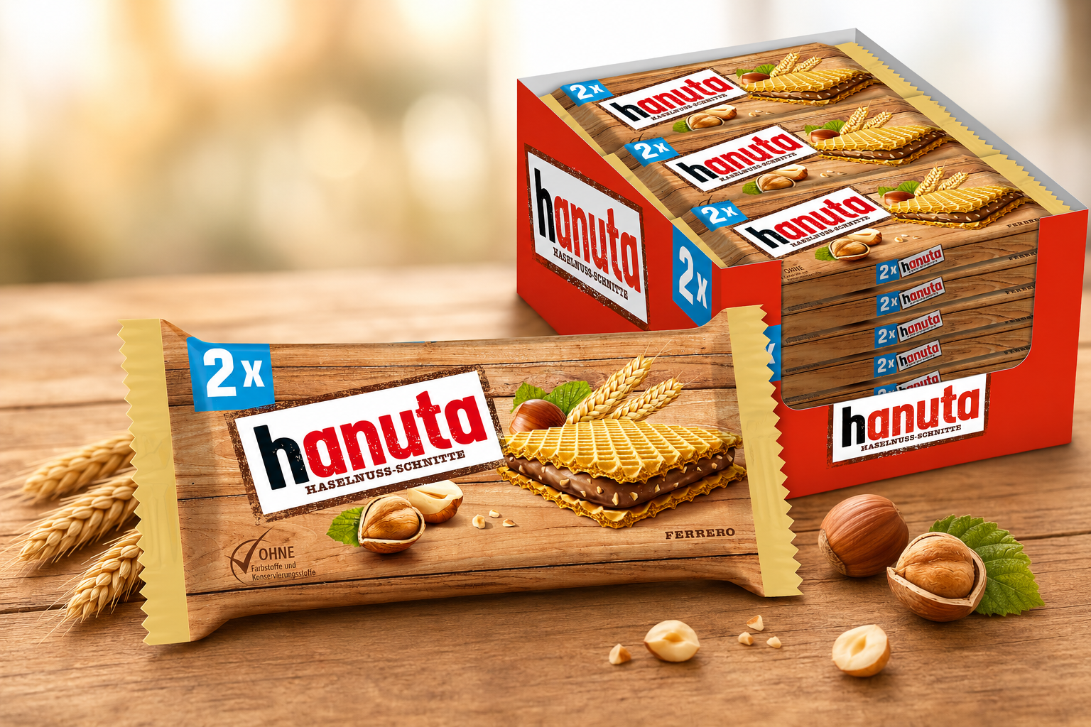 Hanuta Germany Import Wafers Filled Hazelnut Creme 44g 18ct