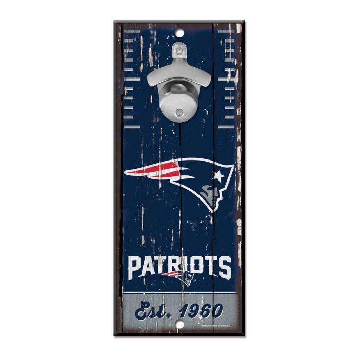 New England Patriots Wood Bottle Opener 5x11"