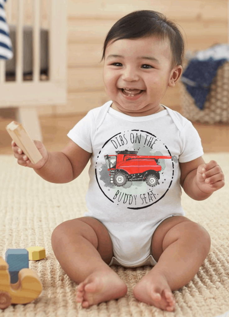 Farm Tractor Onesies: 0-3 Months, Gate Opener, Short Sleeves