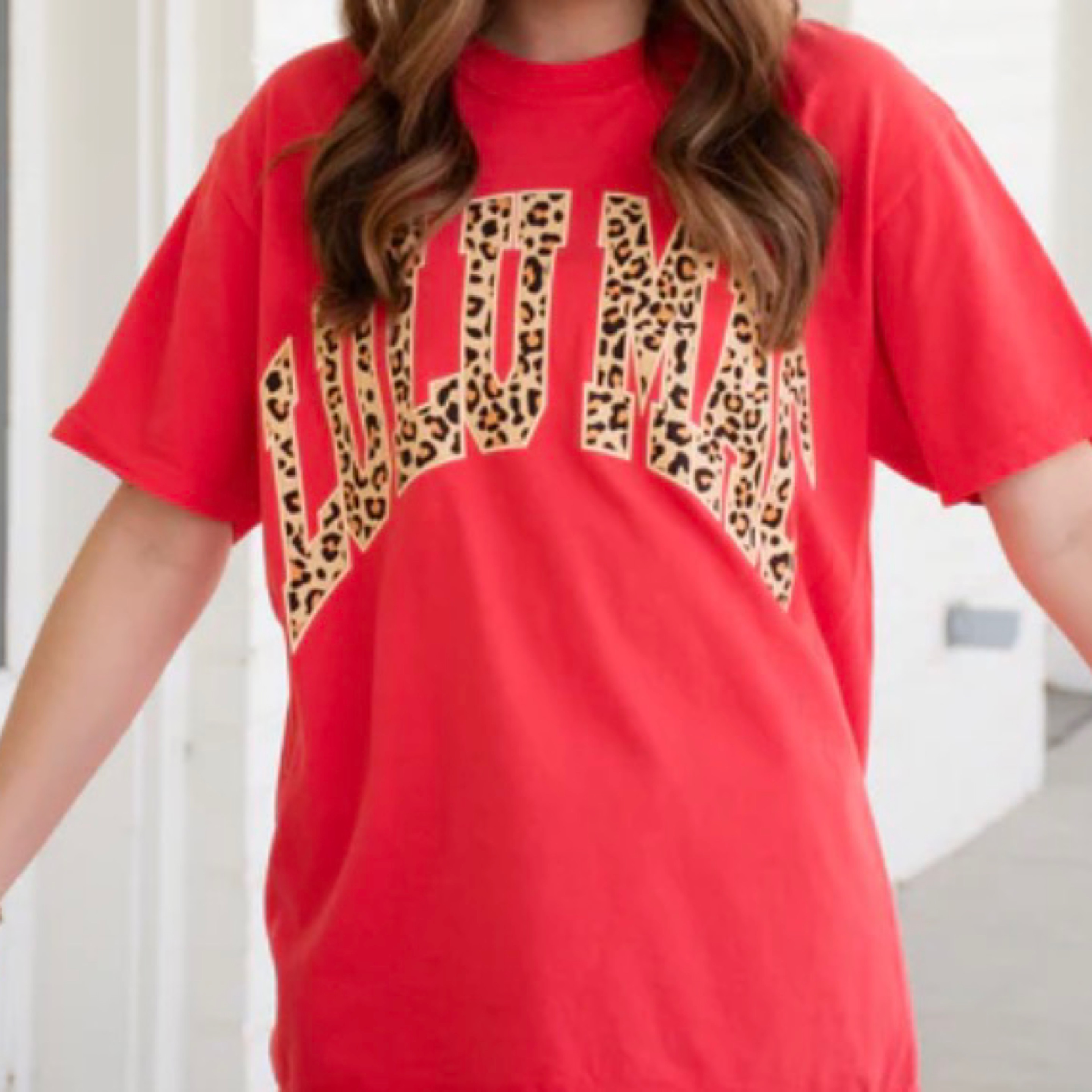 LuluMac t shirt leopard/red — Bama Tan boutique, Tuscaloosa AL