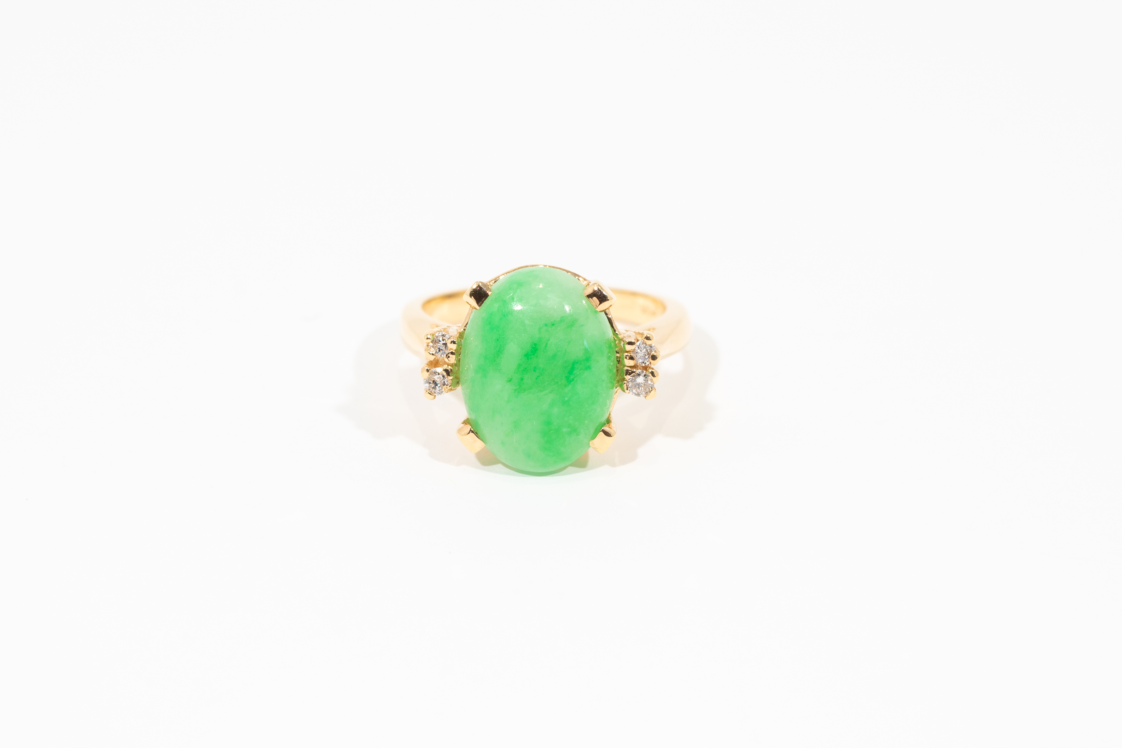 Green Moonlight 14K Yellow Gold Green Jade Ring