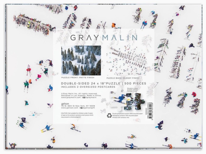 Gray Malin Double-Sided Skiers in Snow 500 Piece Puzzle