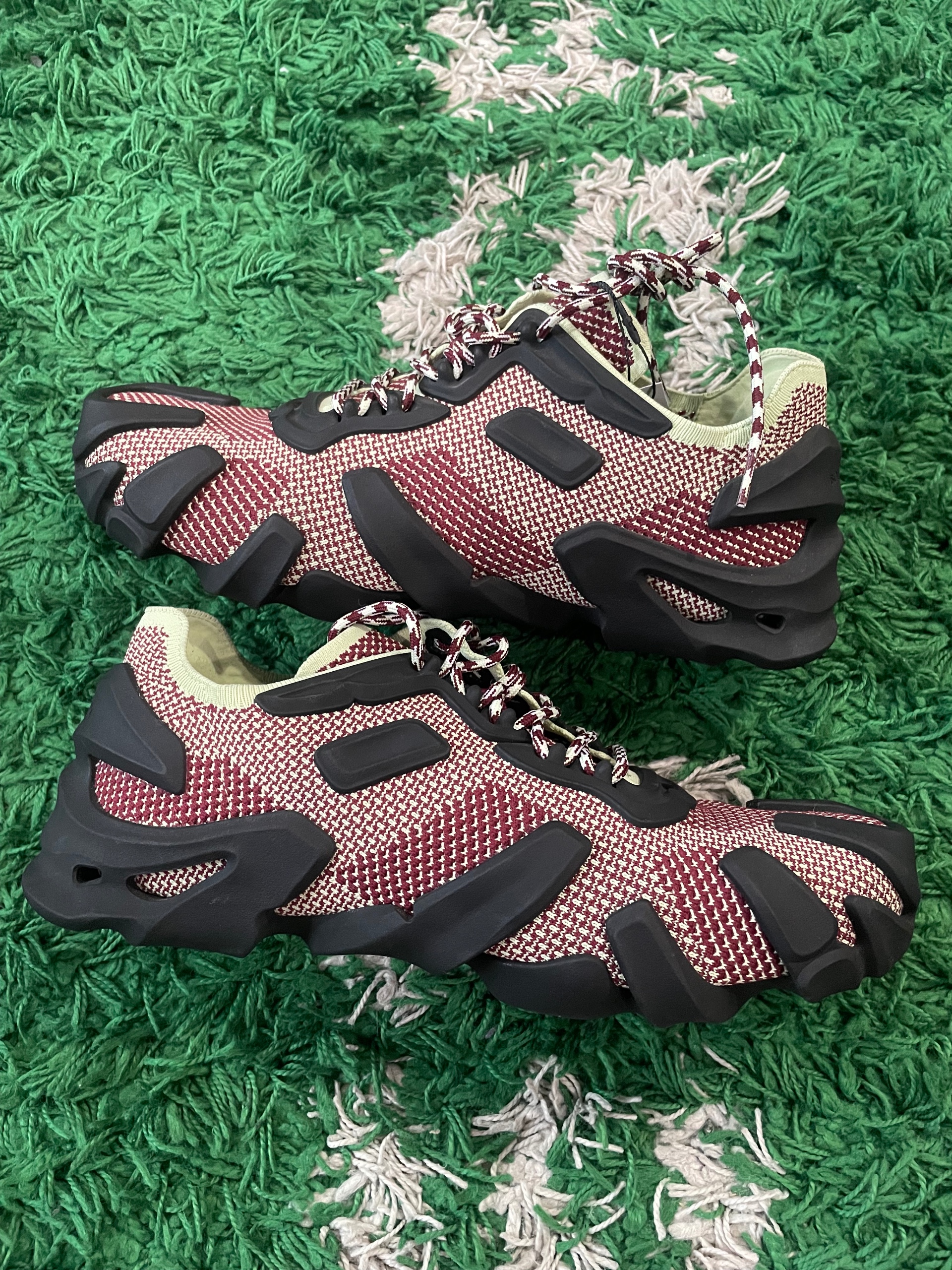 bottega veneta flex technical knit sneakers lemon washed black cherry size 12 (new)