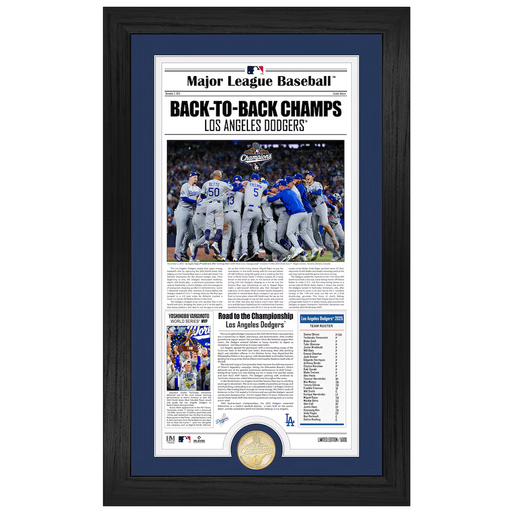 Los Angeles Dodgers 2025 World Series Champions Front Page News Cover Bronze Coin Photo Mint