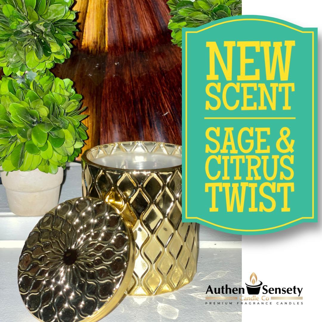 Sage & Citrus in Gold decorative wavy container