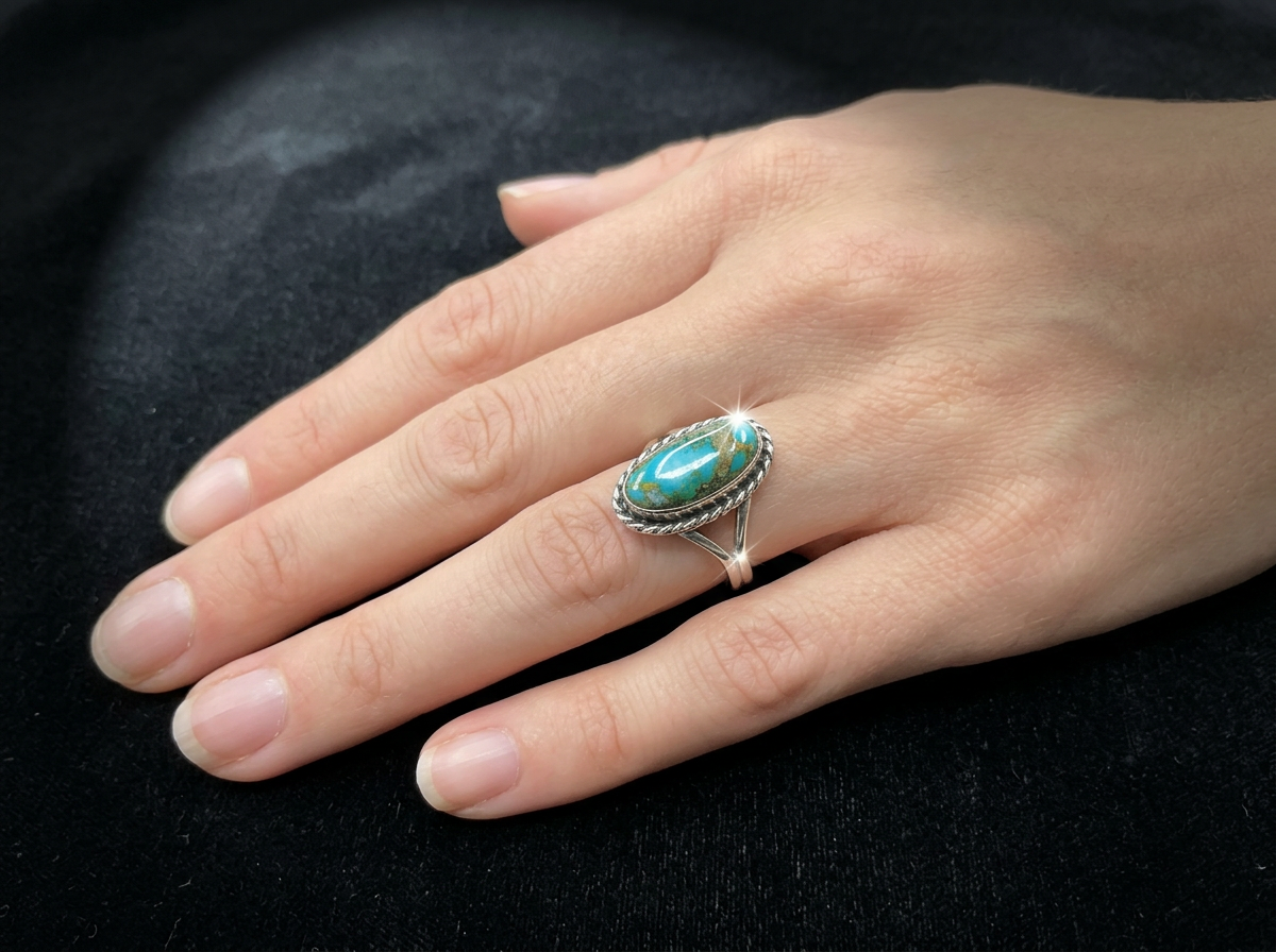 Sterling Silver Sonora Gold Turquoise Ring - Size 7.25 #532