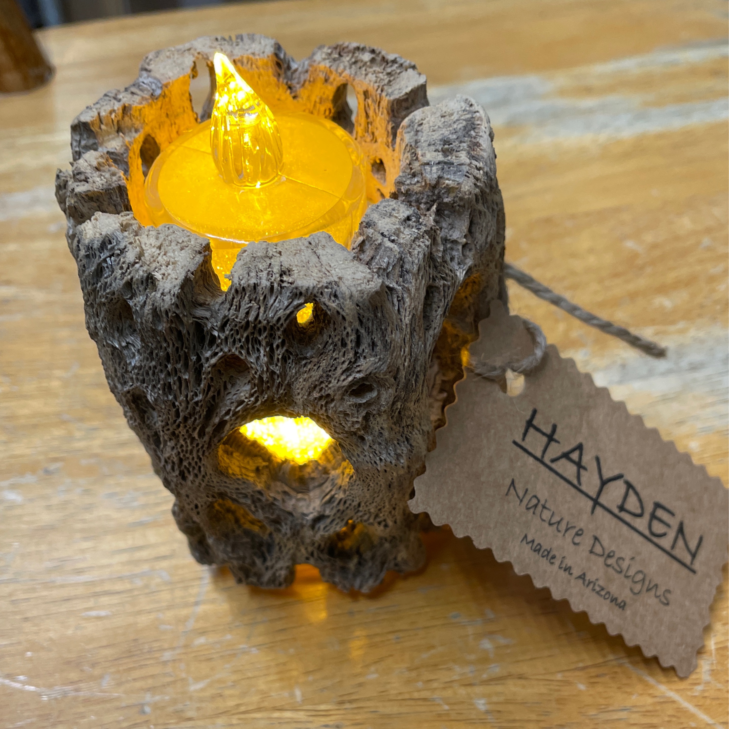 Cholla Cactus Candle with Battery Operated Candle