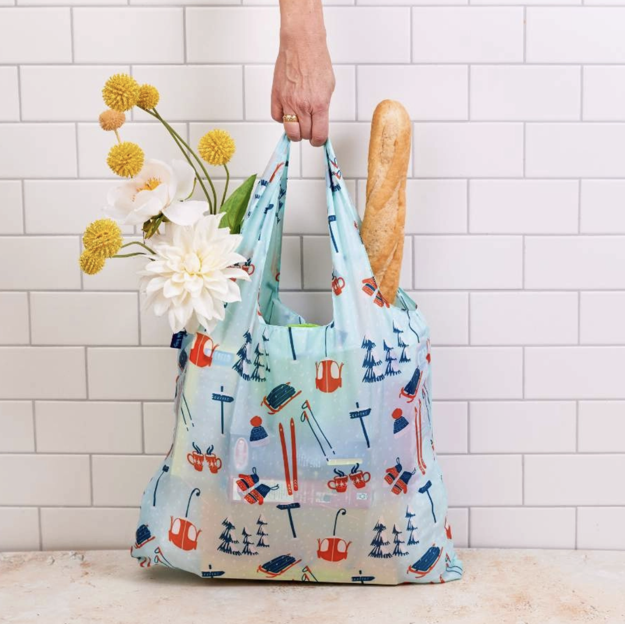 Ski Vacation Blu Bag Reusable Shopper Tote