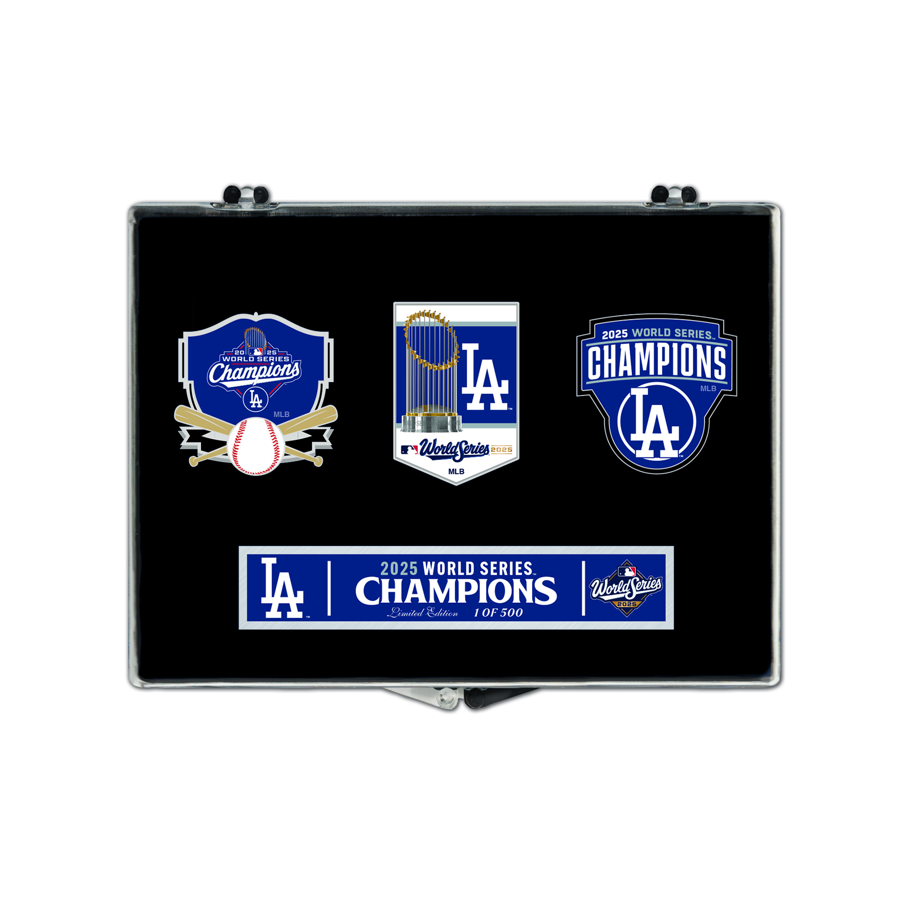 Los Angeles Dodgers 2025 World Series Champions 3 Piece Trading Pin Set