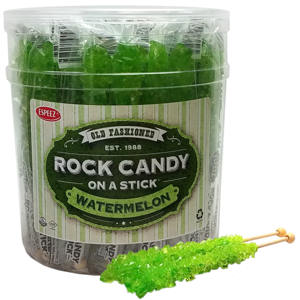 Espeez Watermelon Light Green Rock Candy On a Stick Jar 36 ct 6.5 "