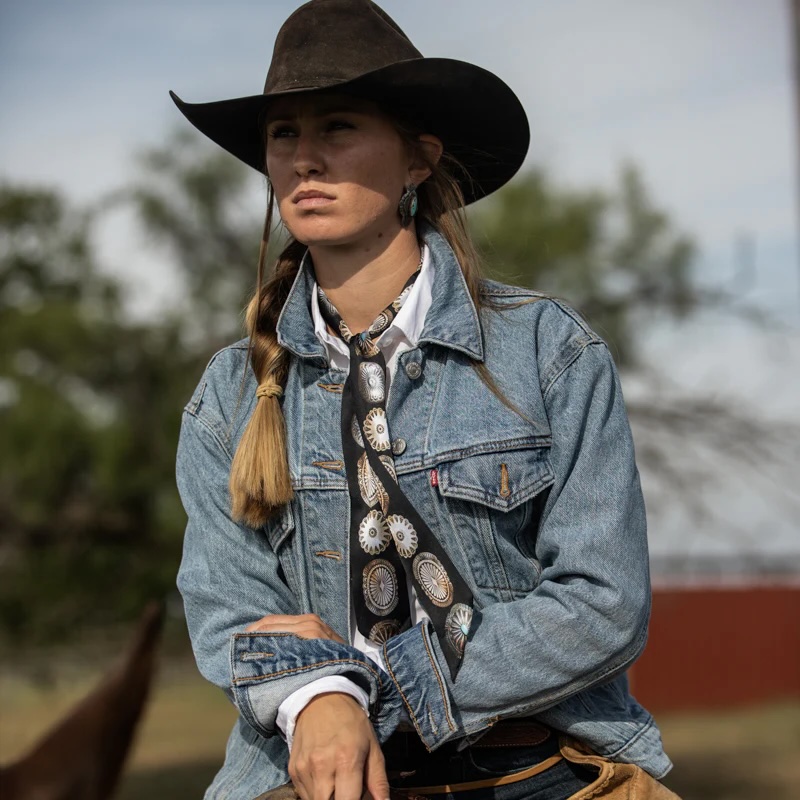 Fringe Scarves - Twilly - Big Concho Black