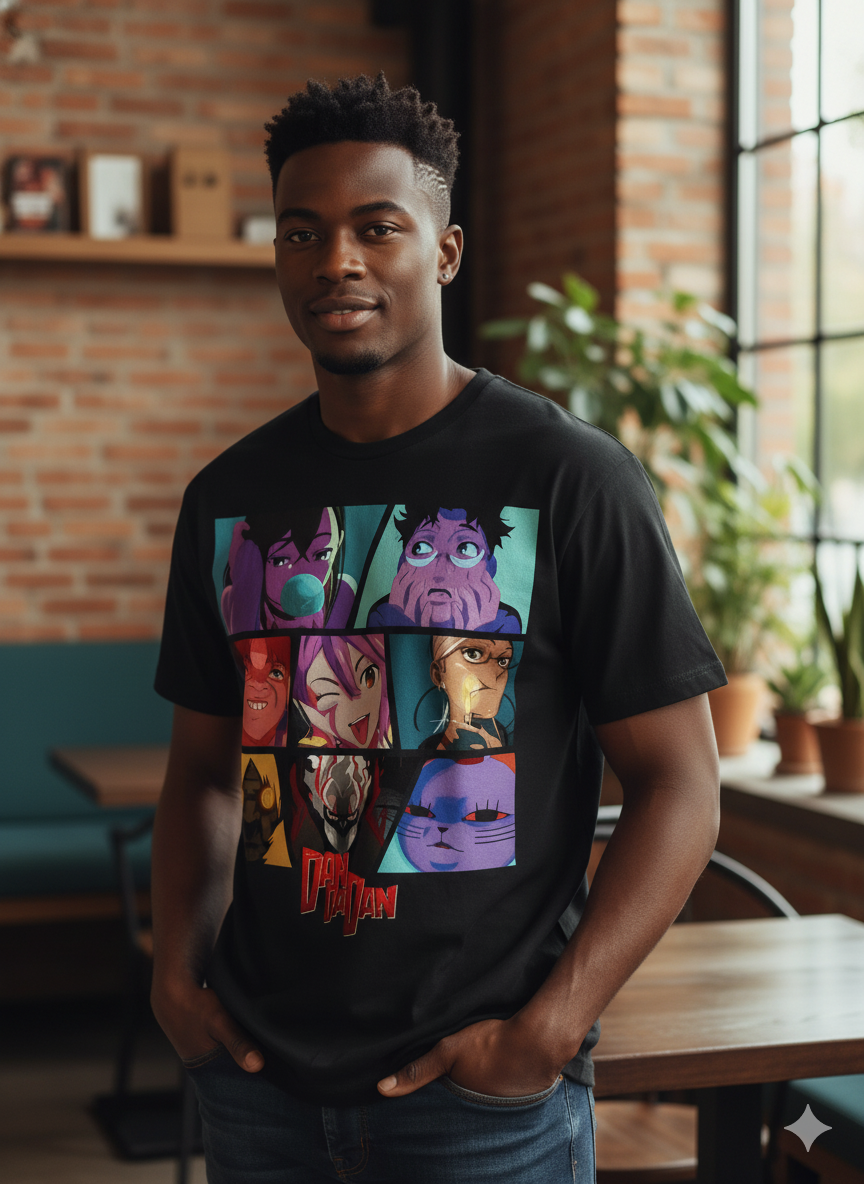 Black DanDaDan Anime Graphic T-Shirt