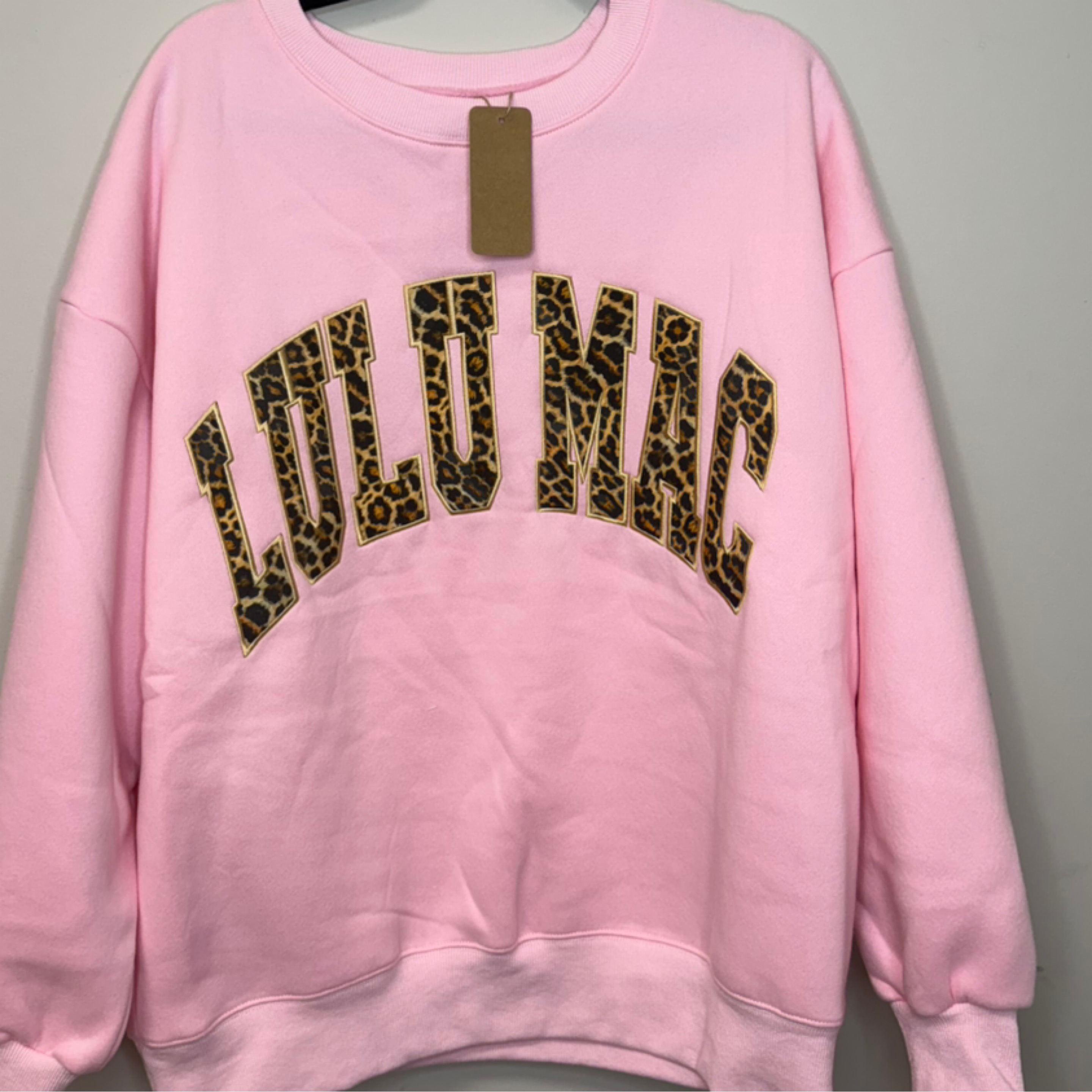 LuLumac sweatshirt leopard/pink — Bama Tan boutique, Tuscaloosa AL