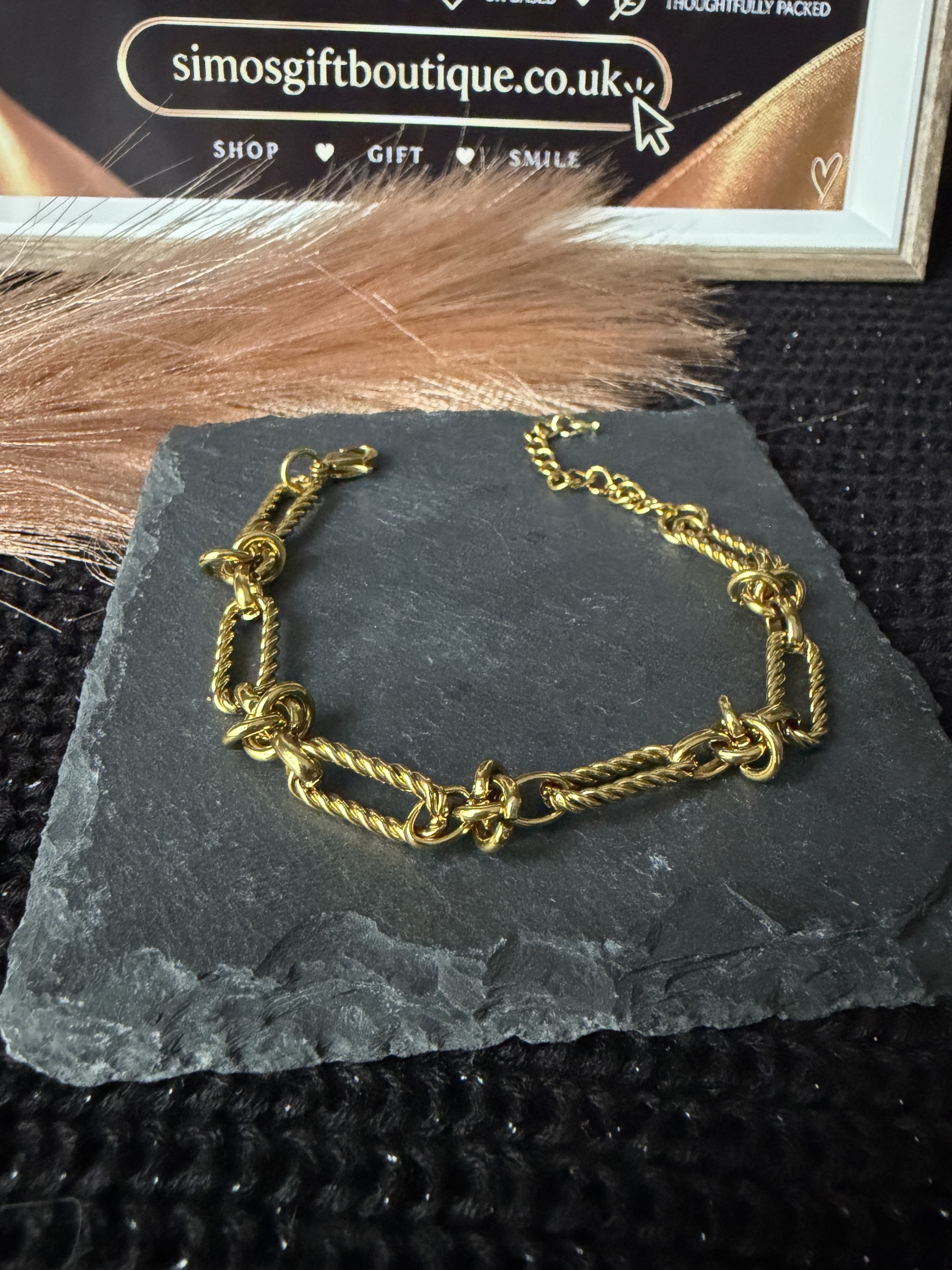 Handmade 18K Gold Plated 304 Stainless Steel Twisted Link Bracelet