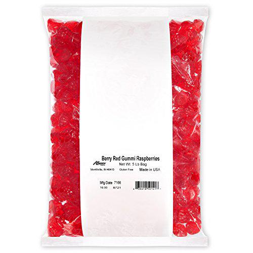 Albanese Berry Red Gummi Raspberries 5 Pound Bag Bulk