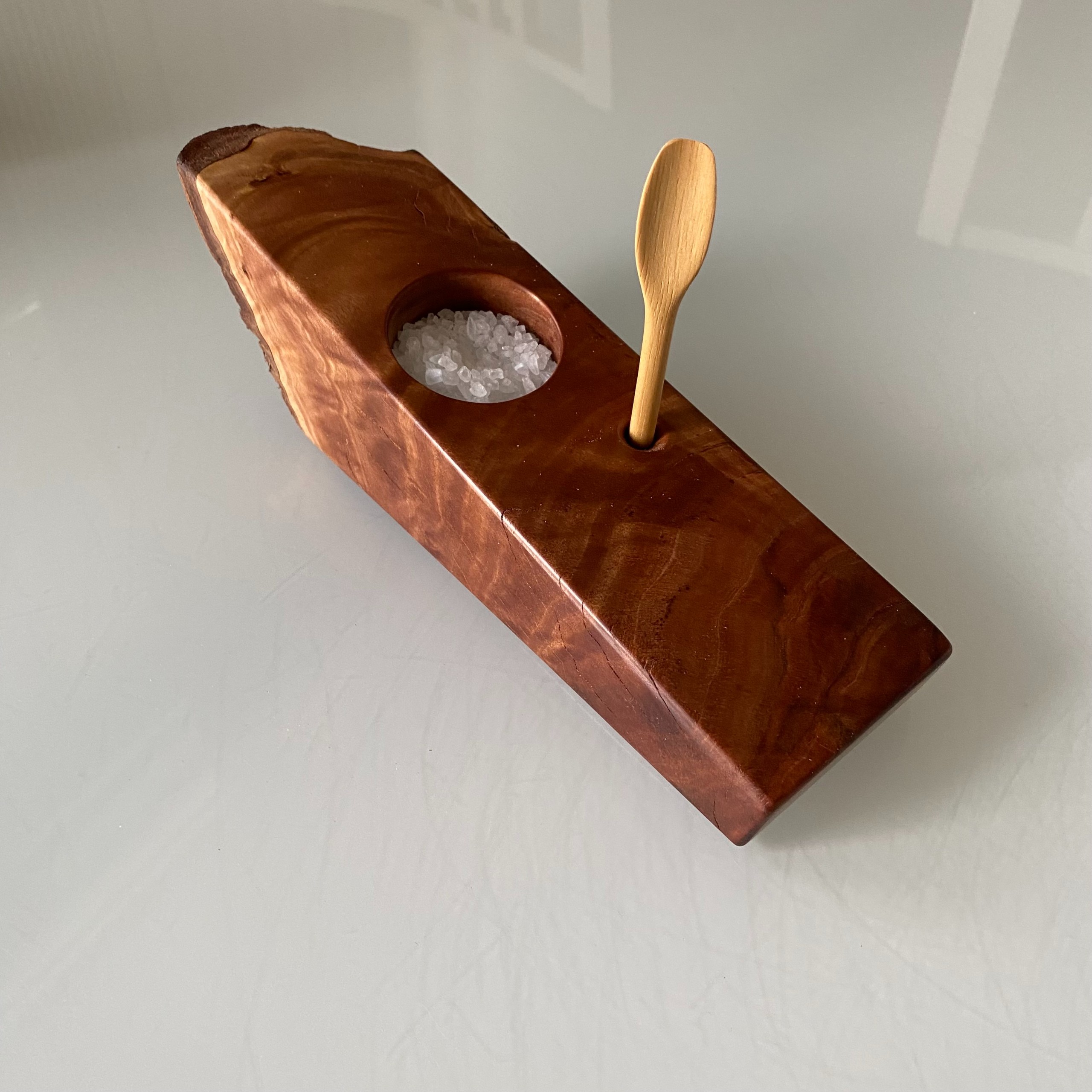 Live Edge Salt Cellar with Spoon