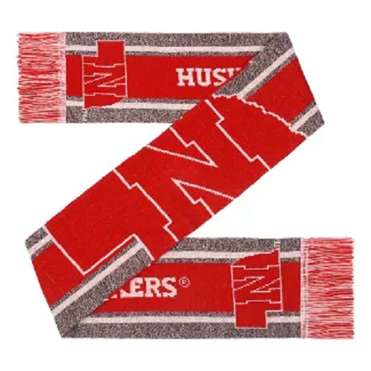 Nebraska Huskers Grey Big Logo Wordmark Scarf