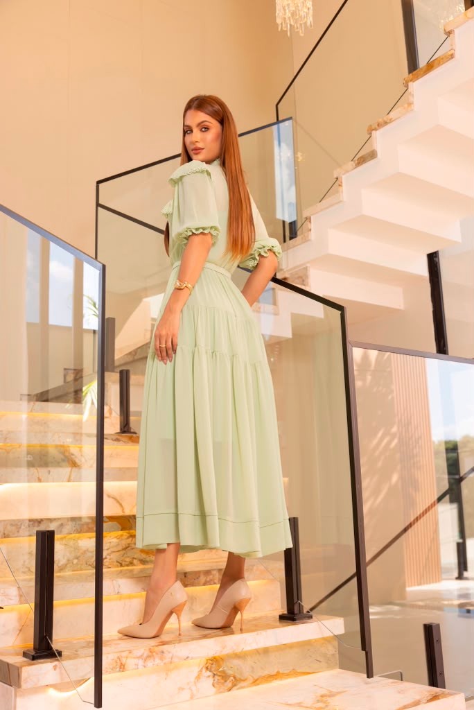 Vestido Midi Chiffon Verde - foto 2