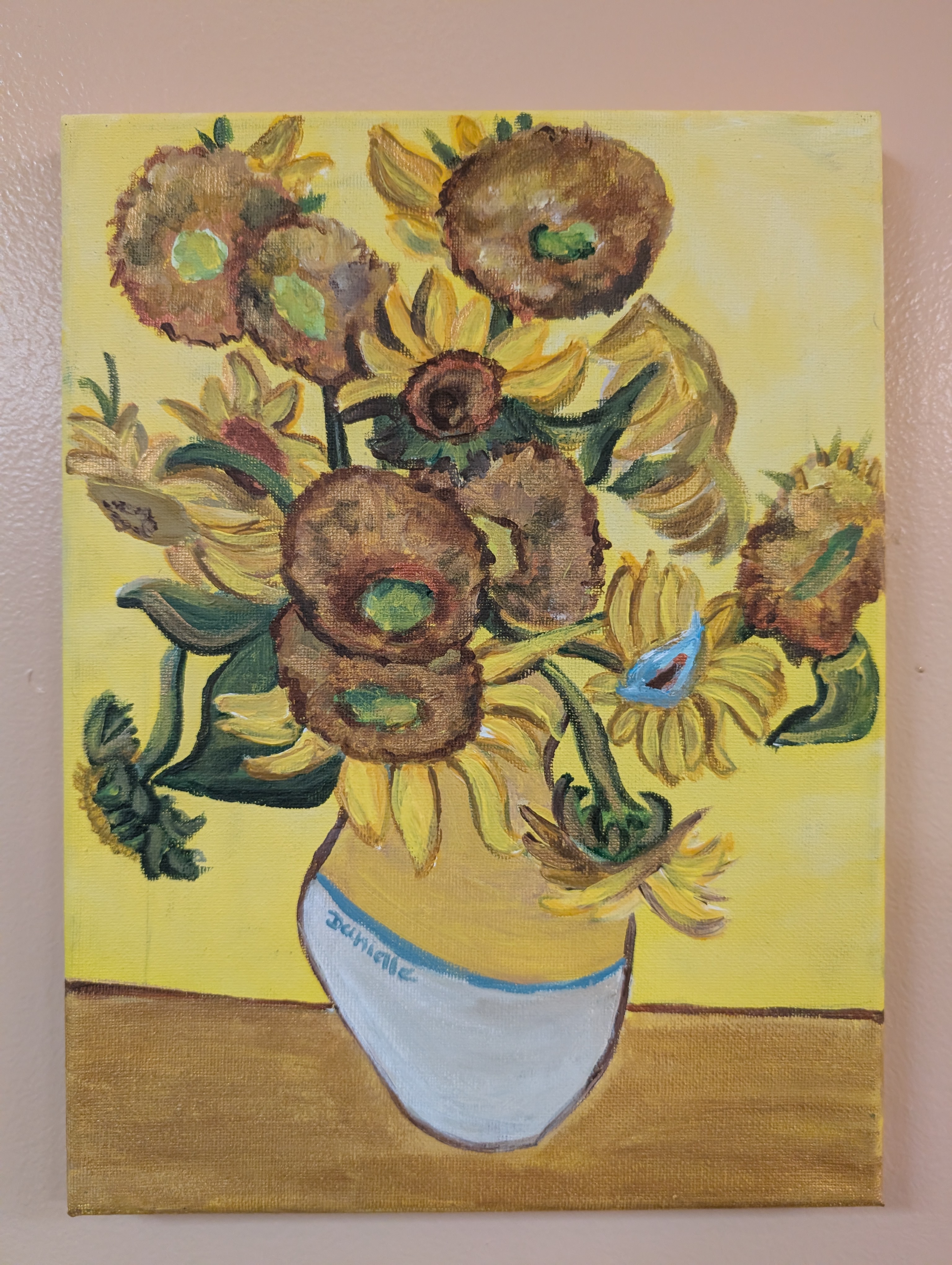 VanGogh Sunflowers Painting on 9" x 12" Canvas