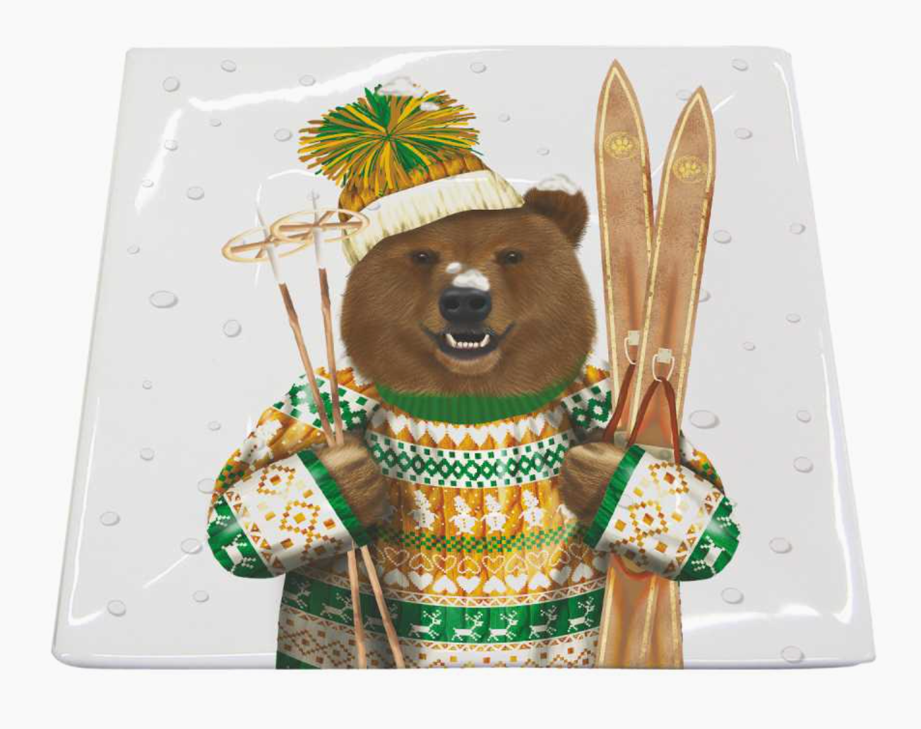 Bear with Skis Small Plate