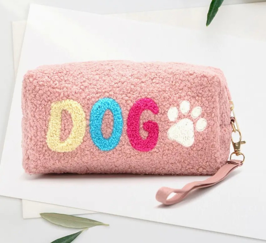 Pink Faux Fur Dog Pouch with Wristlet