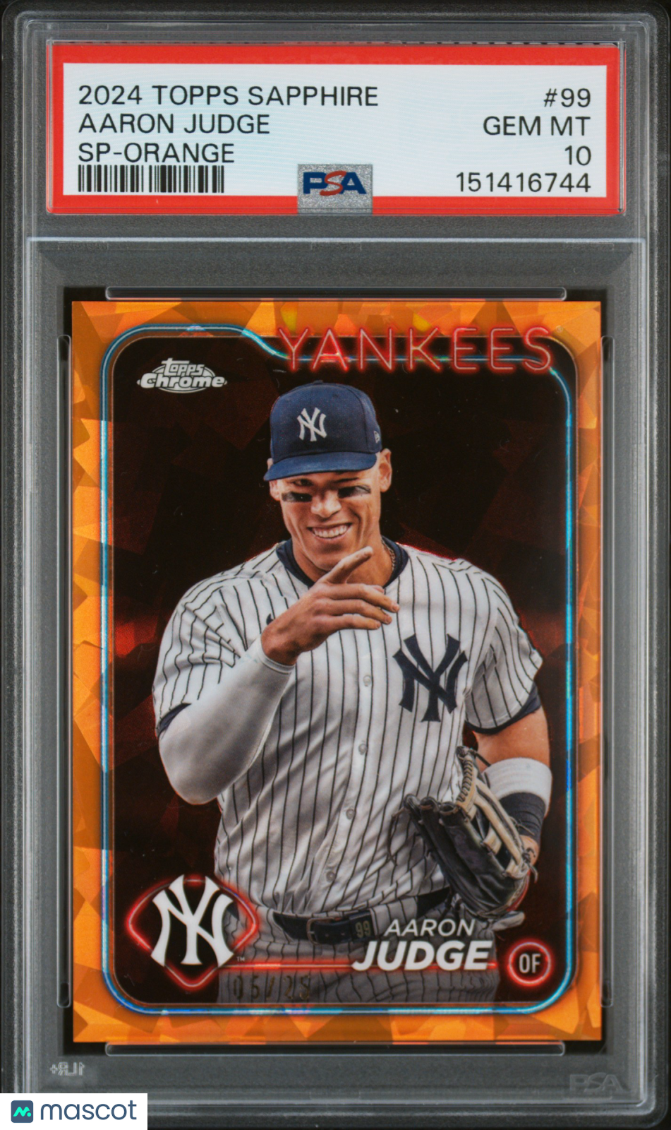 2024 Topps Chrome Sapphire Aaron Judge SP Orange /25 PSA 10