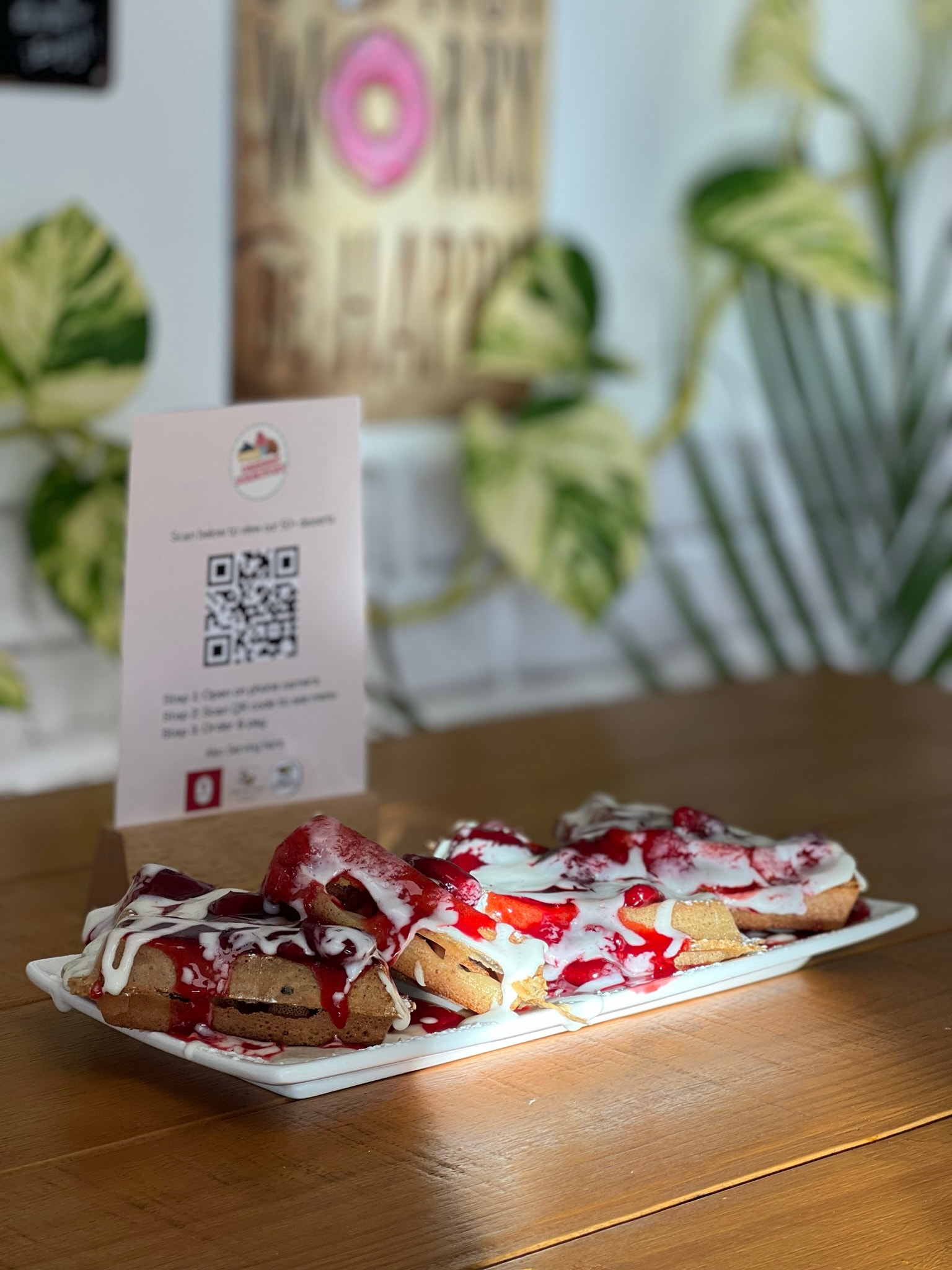 Vegan Strawberry Cheesecake Waffle