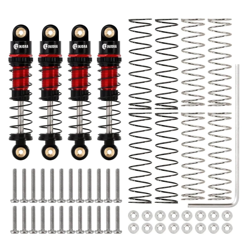 39mm Aluminium Threaded Oil Filled Shocksfor SCX24 Black & Red