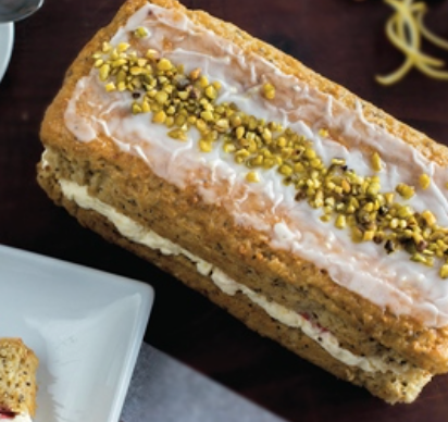 Vegan Lemon, Chia & Pistachio Unsliced Loaf Cake