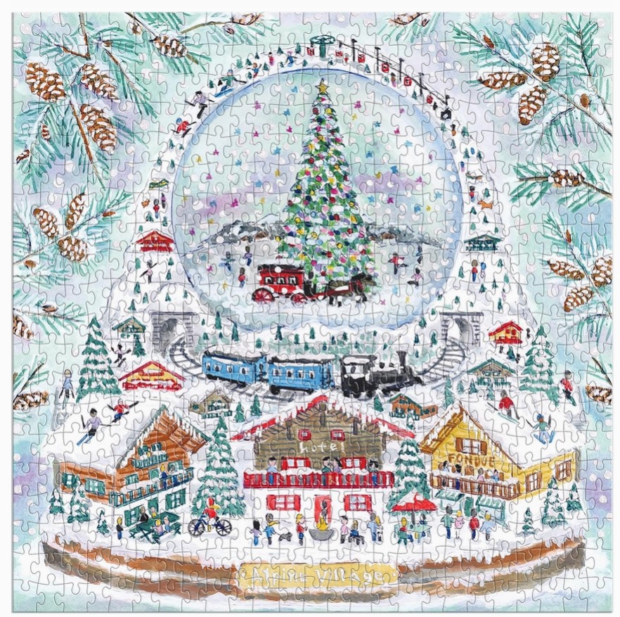 Michael Storrings Alpine Village Snowglobe Foil Puzzle