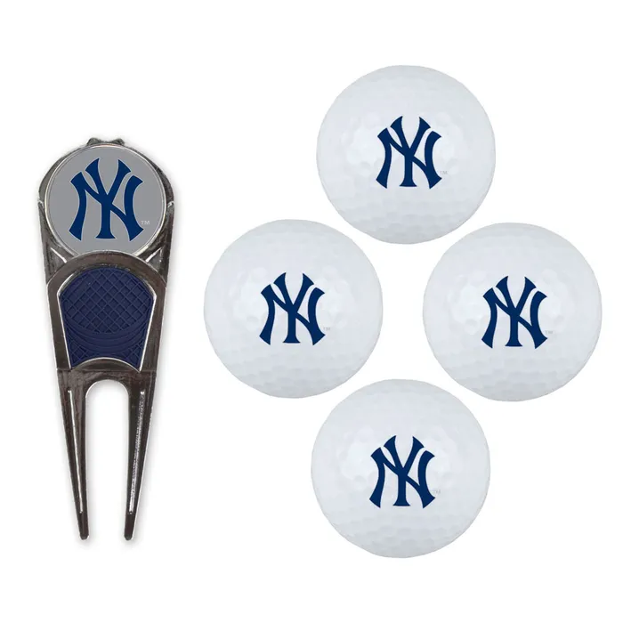 New York Yankees Divot Tool with Marker and 4 Golf Balls