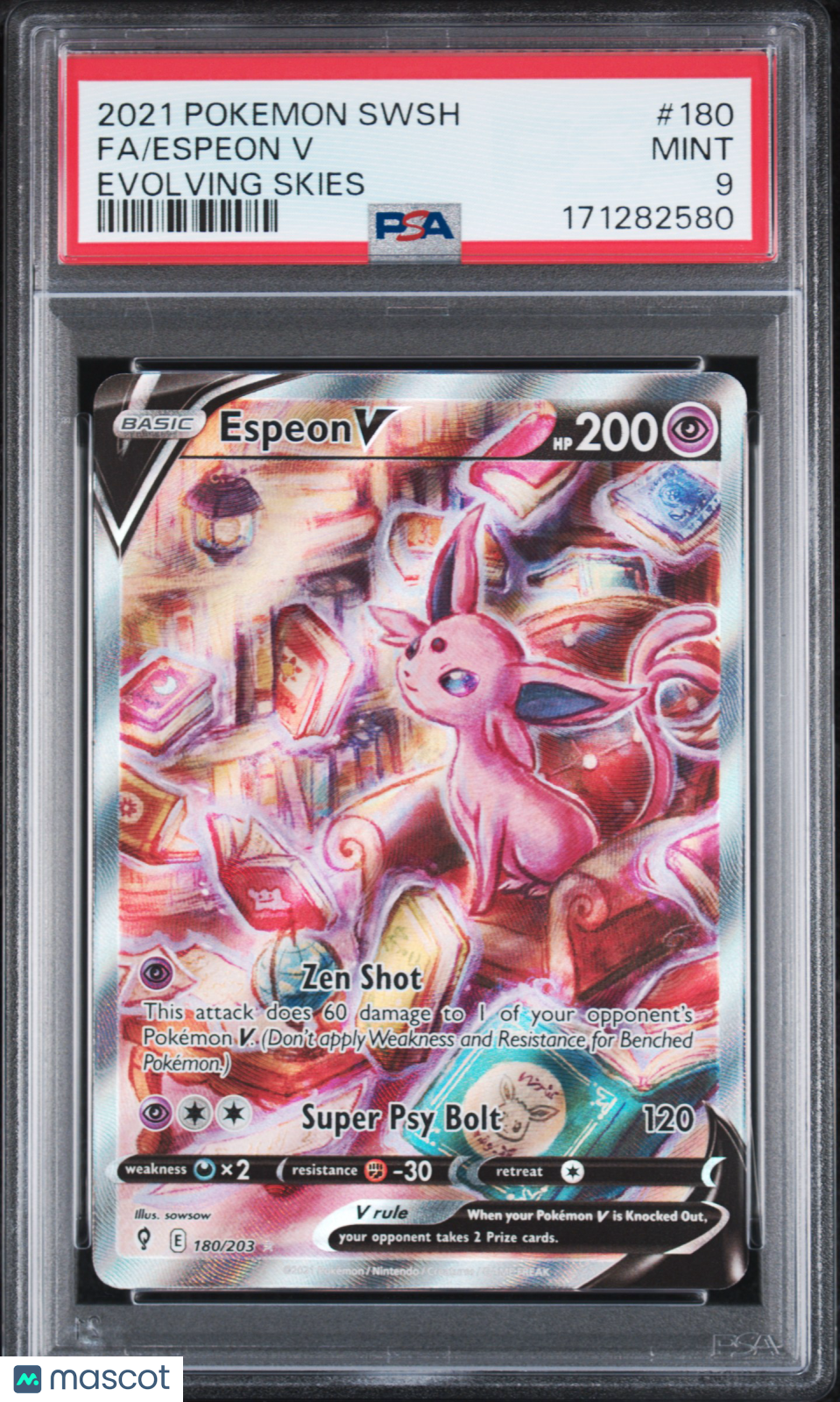 2021 Pokemon Sword & Shield Evolving Skies Espeon V Evolving Skies Fa PSA 9 #180