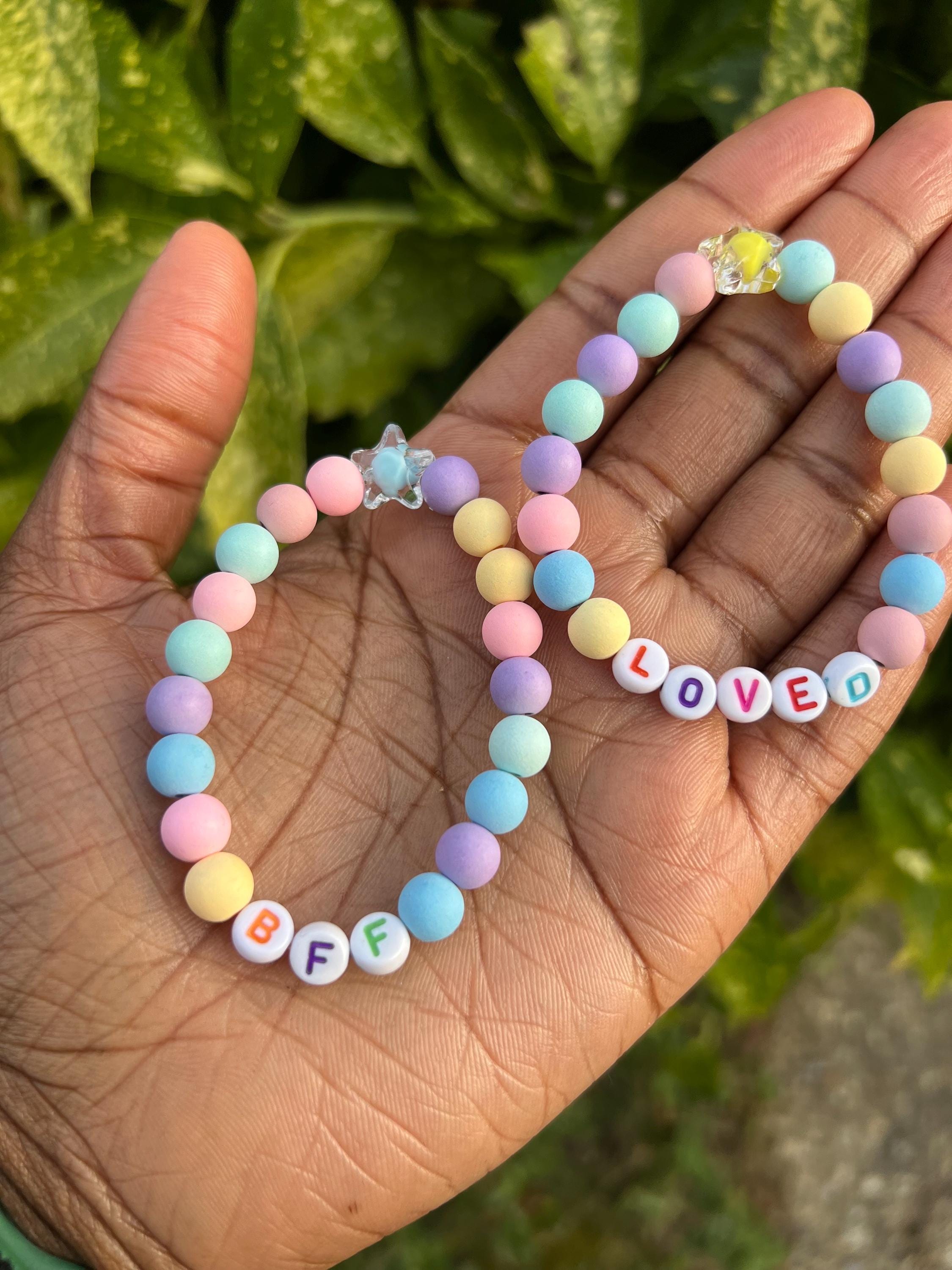 Personalized Pastel Beaded Bracelet: Sibling Name Gift view 7