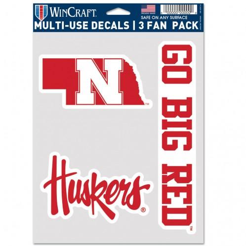 Nebraska Huskers Multi Use 3 Pack Fan Decals