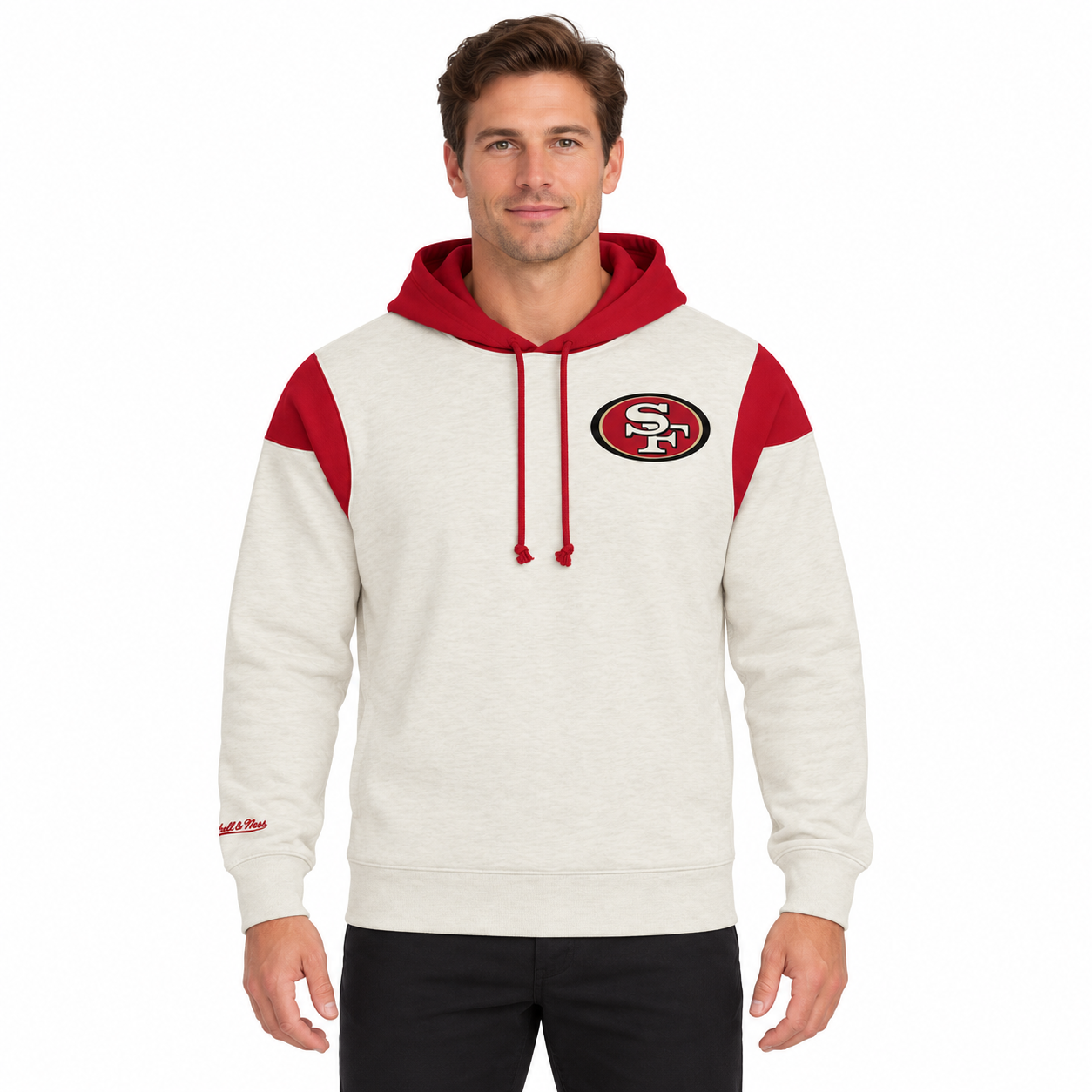 San Francisco 49ers Retro Roots Mitchell and Ness French Terry Hooded Sweatshirt