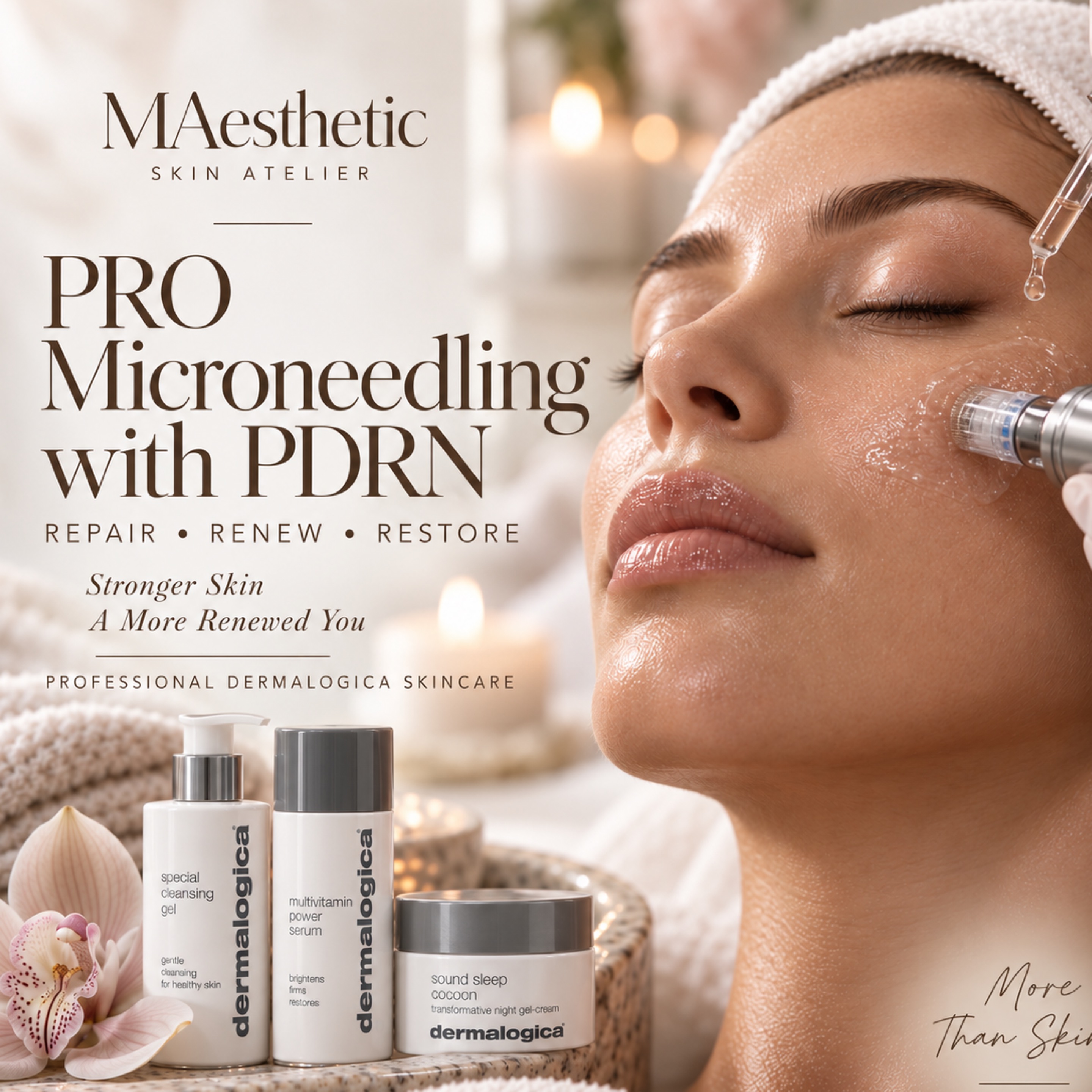 PRO Microneedling with EXOSOME PDRN Skin Booster treatment in Calgary at MAesthetics Skin Atelier