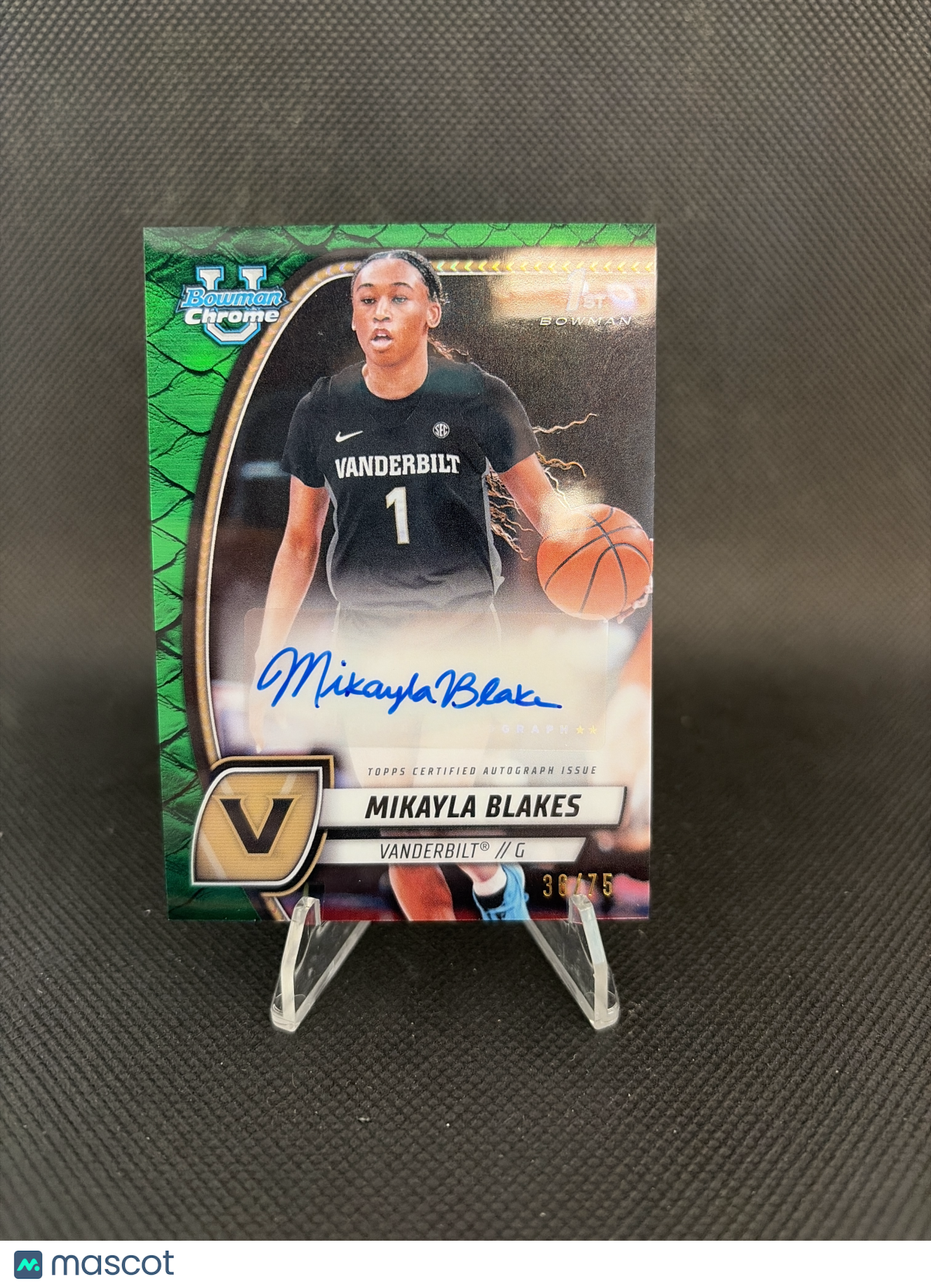 2025 Bowman Chrome Mikayla Blakes Dragon Scale Green Refractor Auto /75