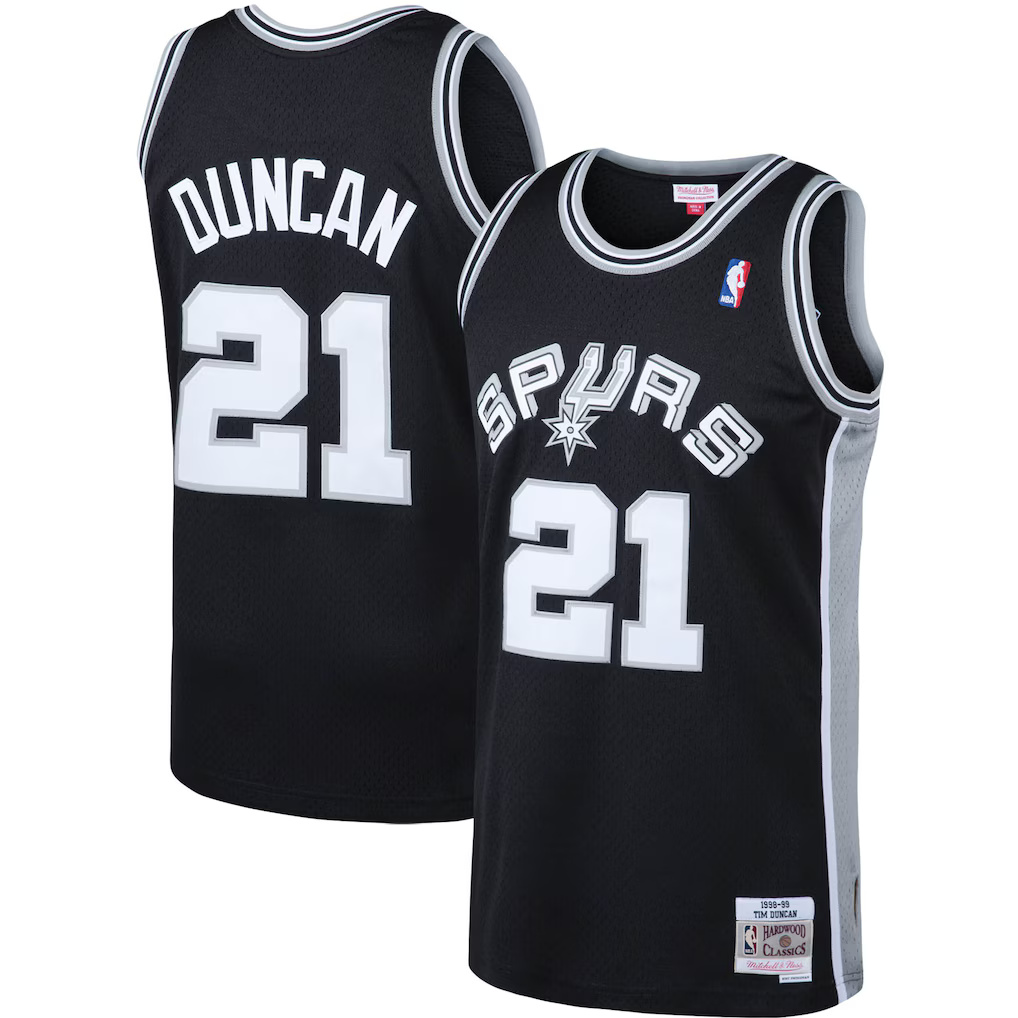 San Antonio Spurs 1998-99 Tim Duncan #21 Mitchell and Ness Black Jersey