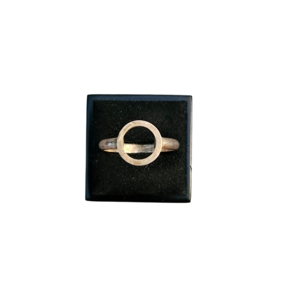Size 12 Silver Toned Minimalist Open Circle Karma Ring