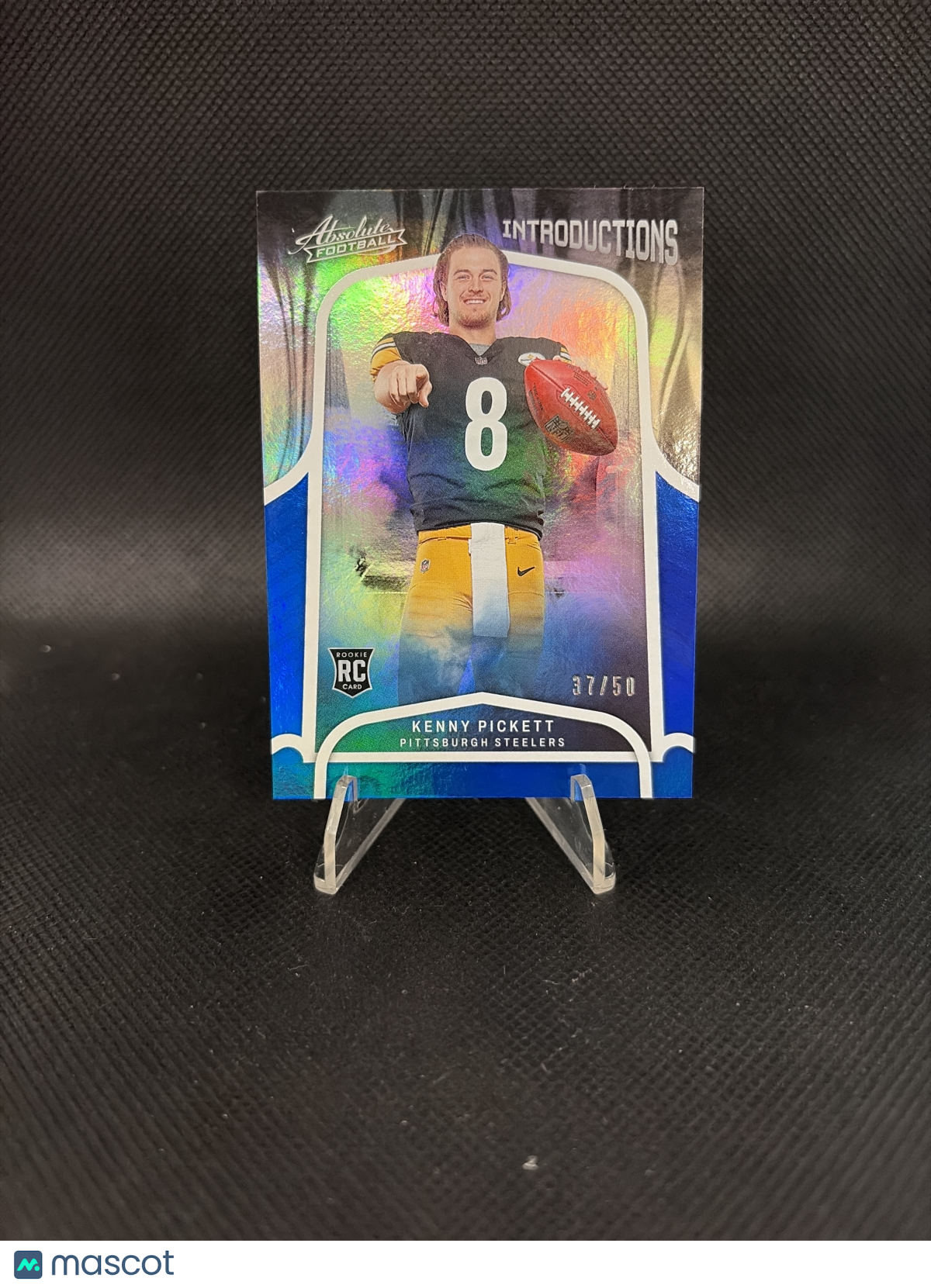 2022 Panini Absolute Football Introductions Kenny Pickett Blue Spectrum /50 RC