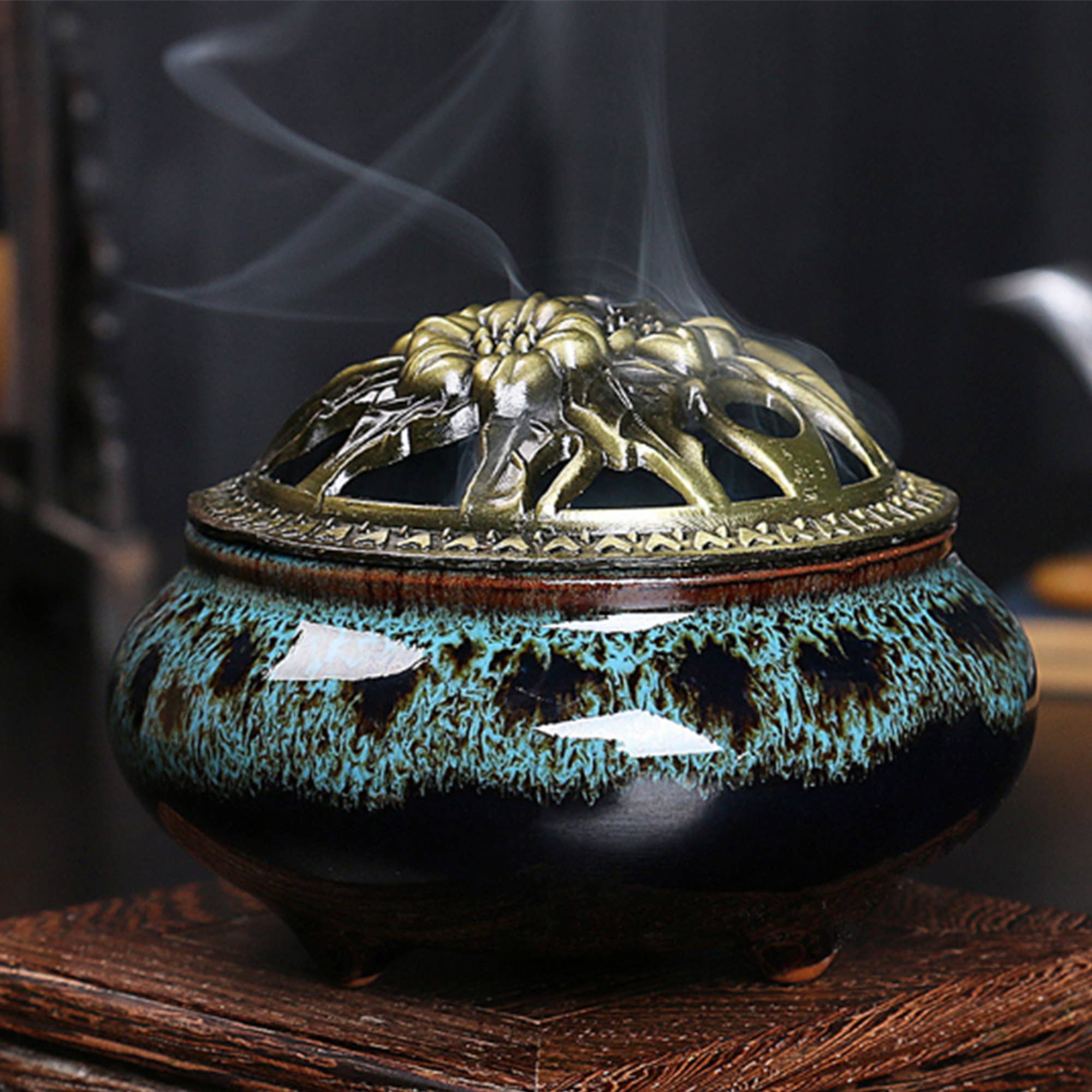Designs By Deekay - Blue Bowl Cone Incense Burner