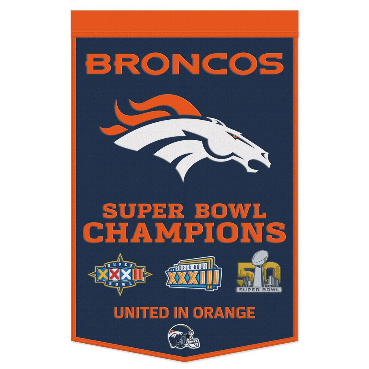 Denver Broncos Wool Dynasty Championship Banner 24x38"