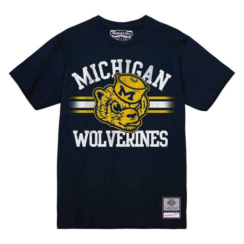 Michigan Wolverines Vintage Stripes Mitchell and Ness Shirt