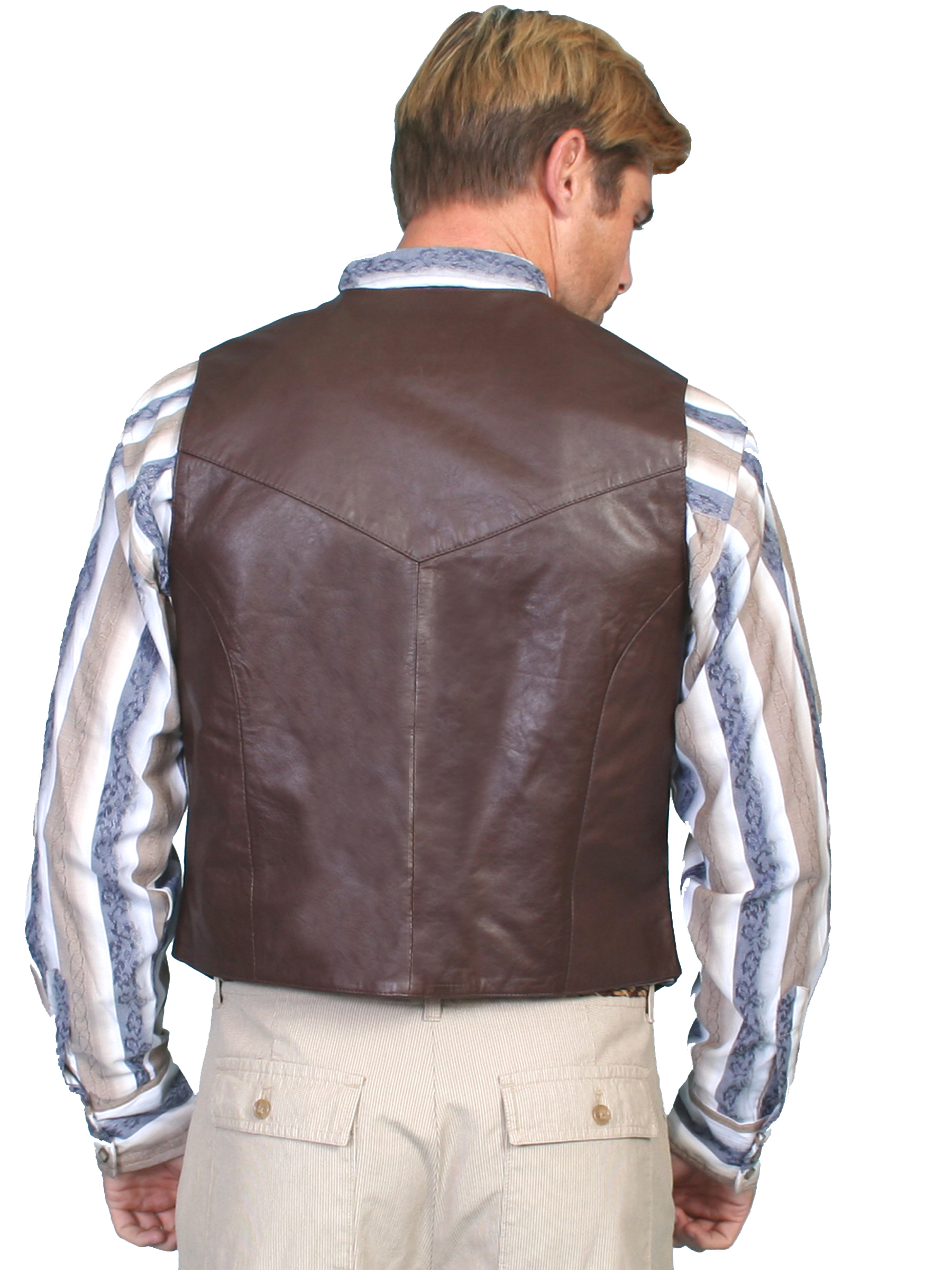BROWN SOFT TOUCH LAMB SNAP FRONT VEST L