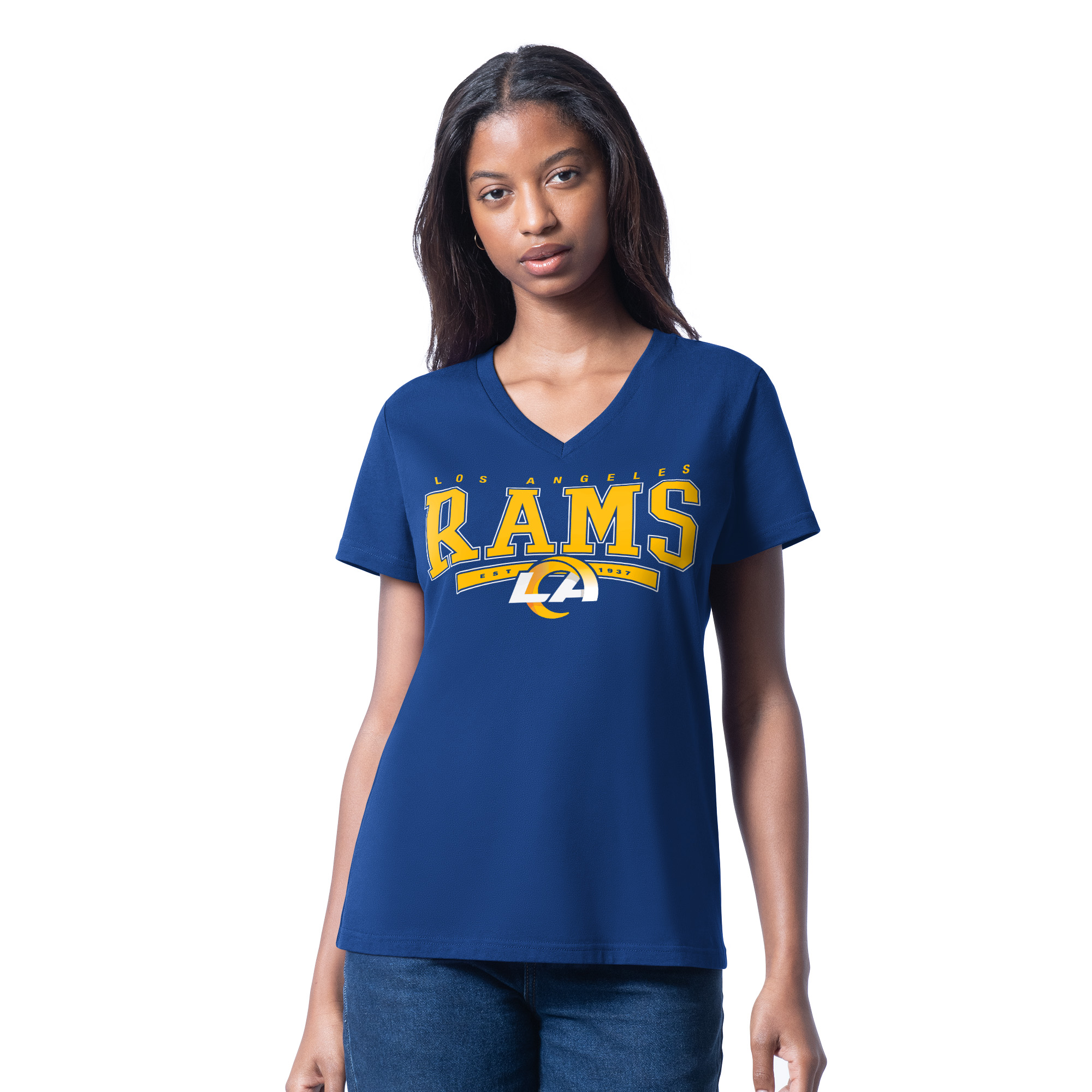 Los Angeles Rams Ladies Heather Blue g-III Endzone Shirt