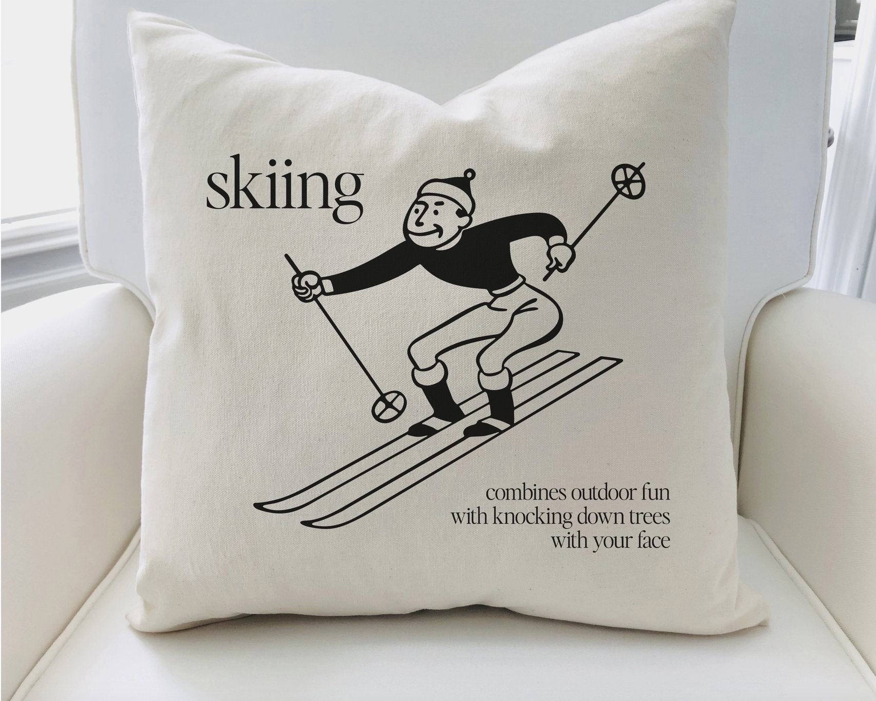 Skiing Outdoor Fun Pillow