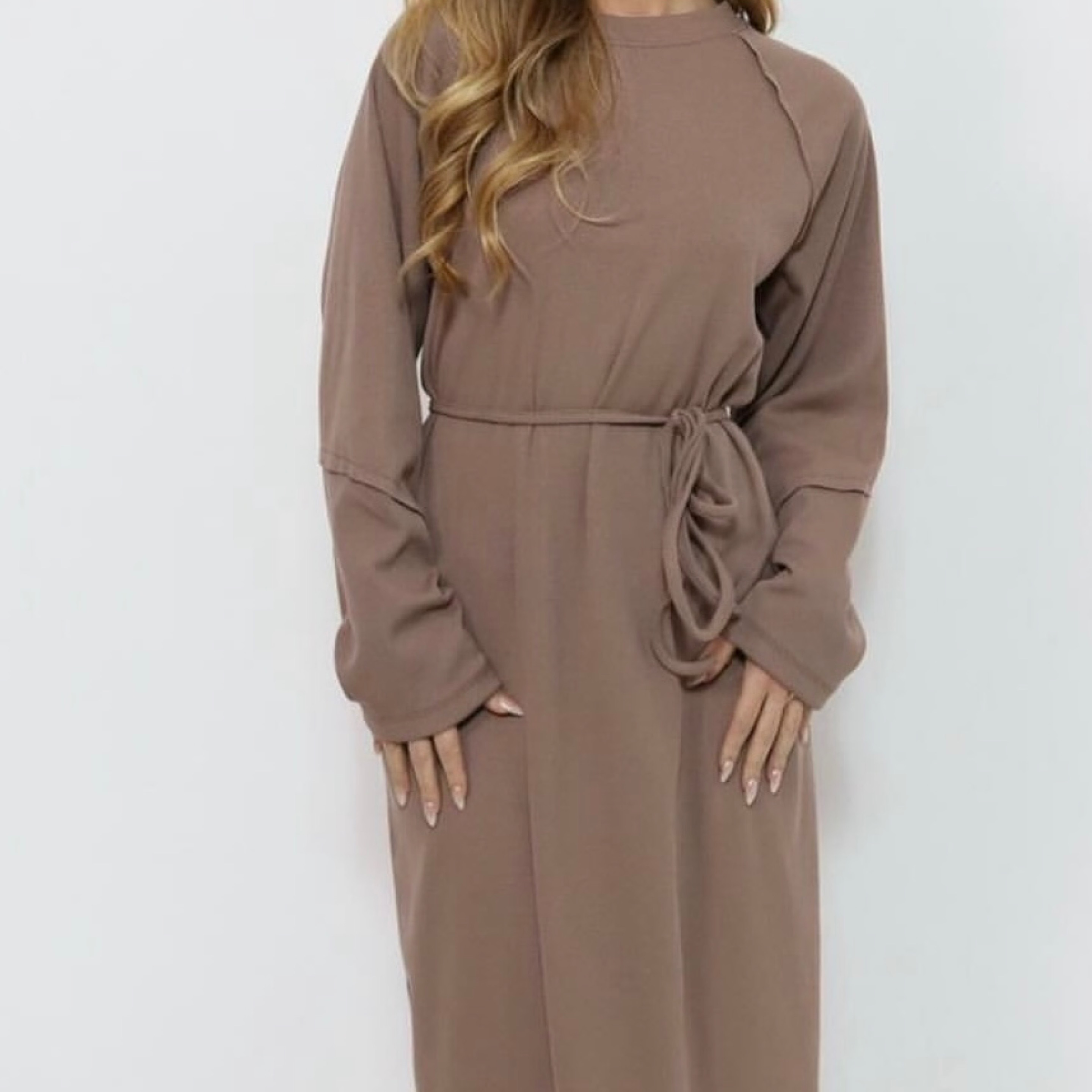 Ribbed Maxi Dress in Brown — product photo