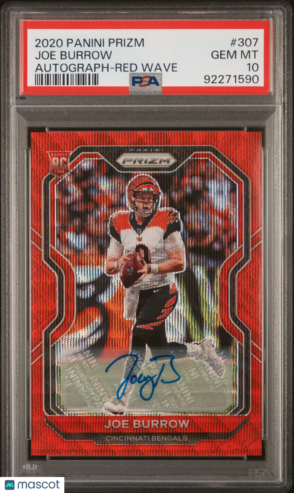 2020 Panini Prizm Joe Burrow Autograph Red Wave /149 PSA 10 Pop 14