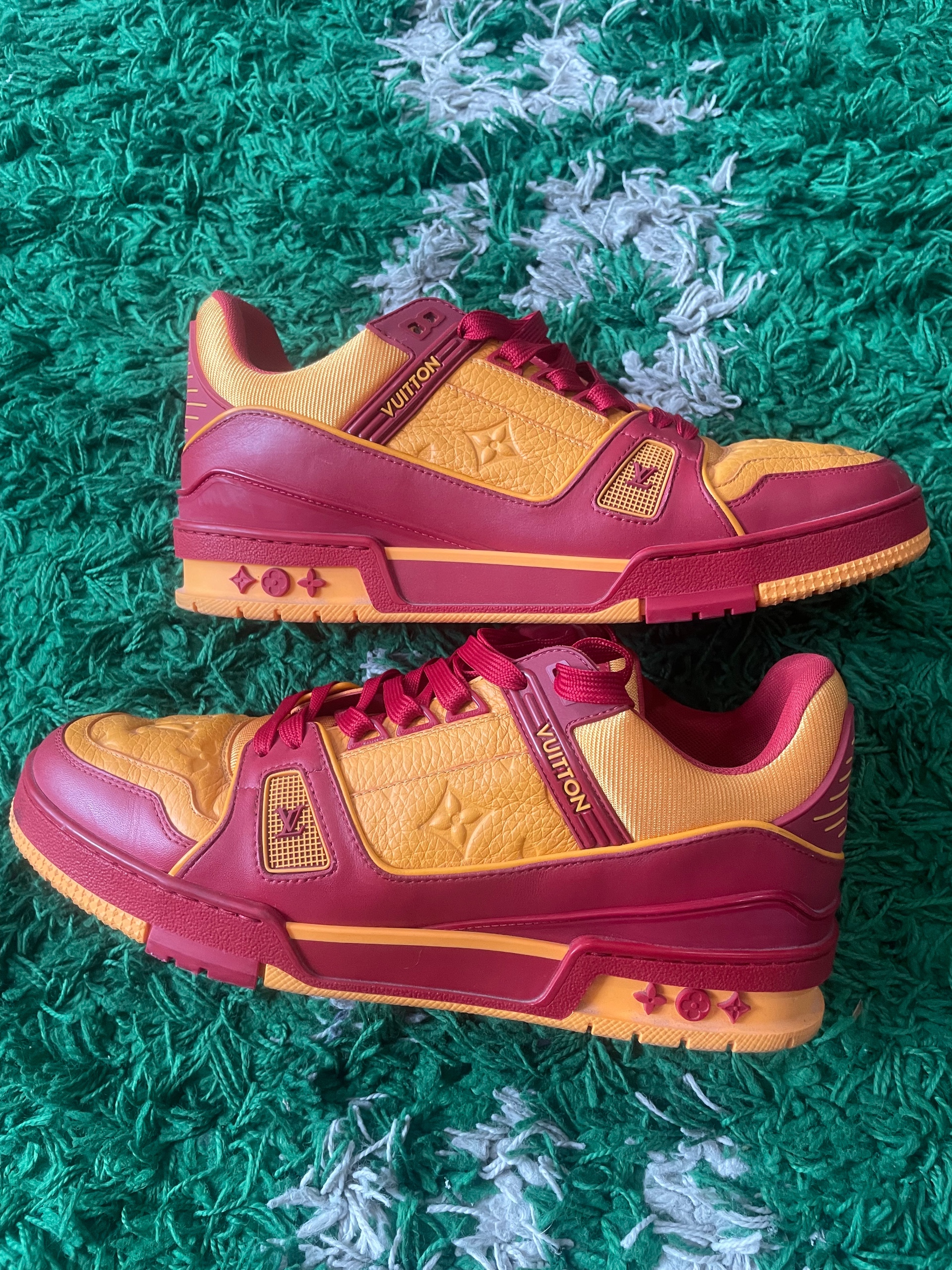Louis Vuitton trainers vibrant orange and red monogram size 8.5 (used)